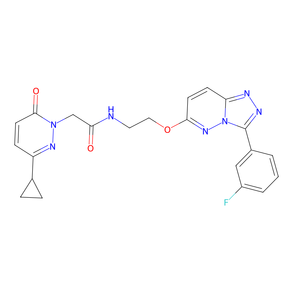 2-(3-cyclopropyl-6-oxopyridazin-1(6H)-yl)-N-(2-((3-(3-fluorophenyl)-[1,2,4]triazolo[4,3-b]pyridazin-6-yl)oxy)ethyl)acetamide molecular structure, CAS 2034468-55-6