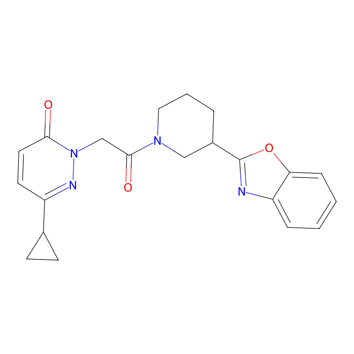 2-(2-(3-(benzo[d]oxazol-2-yl)piperidin-1-yl)-2-oxoethyl)-6-cyclopropylpyridazin-3(2H)-one molecular structure, CAS 2034468-61-4