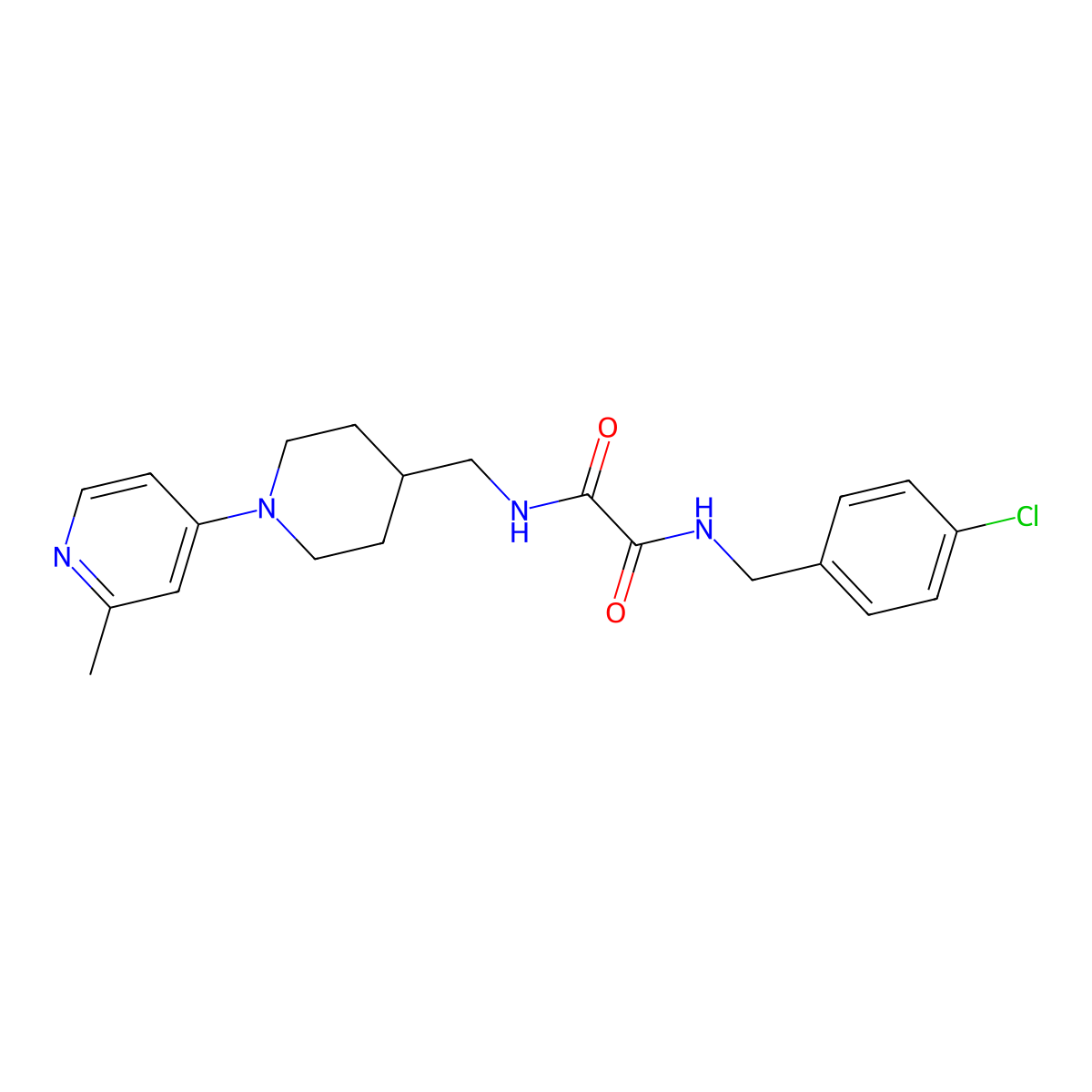 N1-(4-chlorobenzyl)-N2-((1-(2-methylpyridin-4-yl)piperidin-4-yl)methyl)oxalamide molecular structure, CAS 2034468-66-9