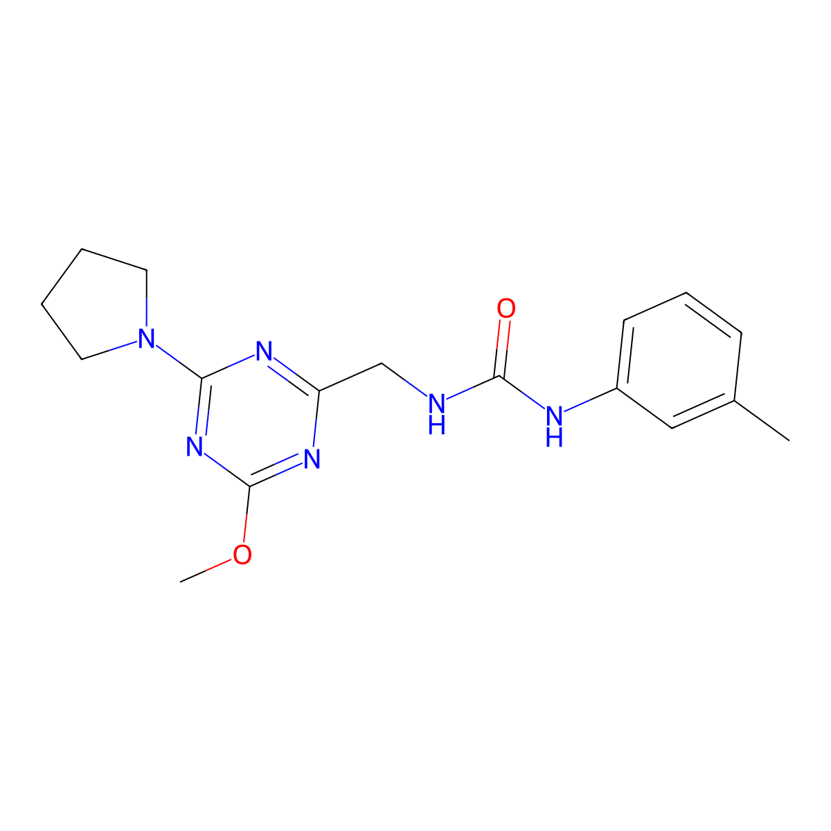 1-((4-Methoxy-6-(pyrrolidin-1-yl)-1,3,5-triazin-2-yl)methyl)-3-(m-tolyl)urea molecular structure, CAS 2034468-67-0