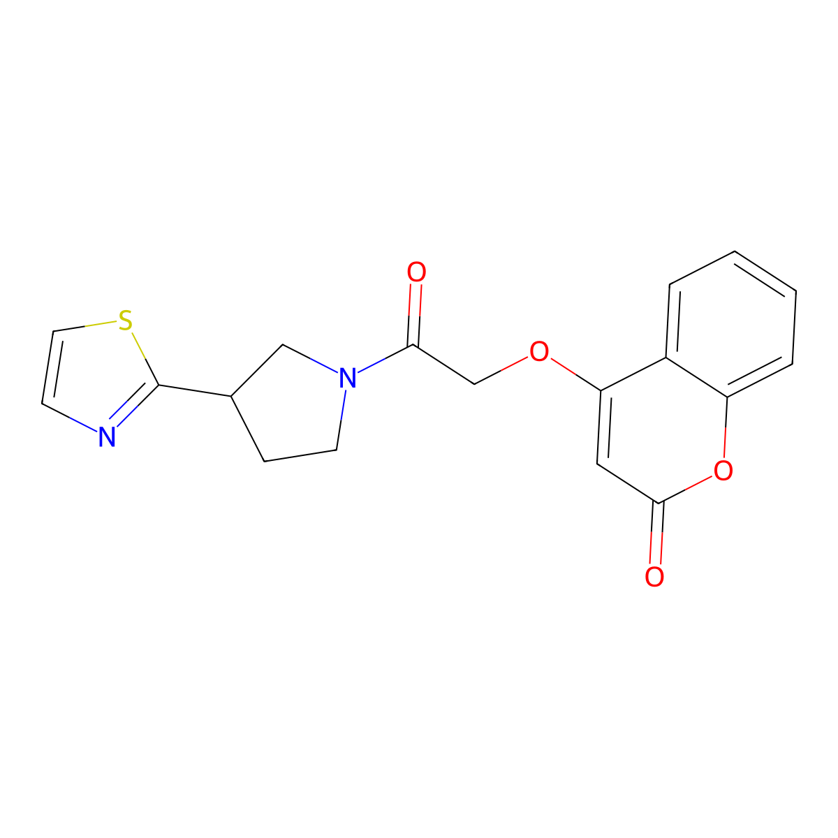 4-(2-oxo-2-(3-(thiazol-2-yl)pyrrolidin-1-yl)ethoxy)-2H-chromen-2-one molecular structure, CAS 2034468-68-1