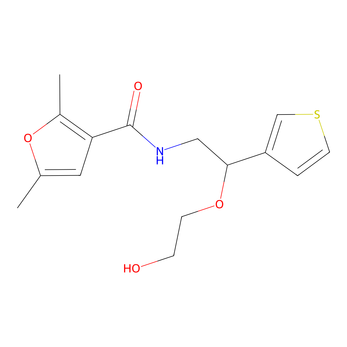 N-[2-(2-hydroxyethoxy)-2-(thiophen-3-yl)ethyl]-2,5-dimethylfuran-3-carboxamide molecular structure, CAS 2034468-69-2