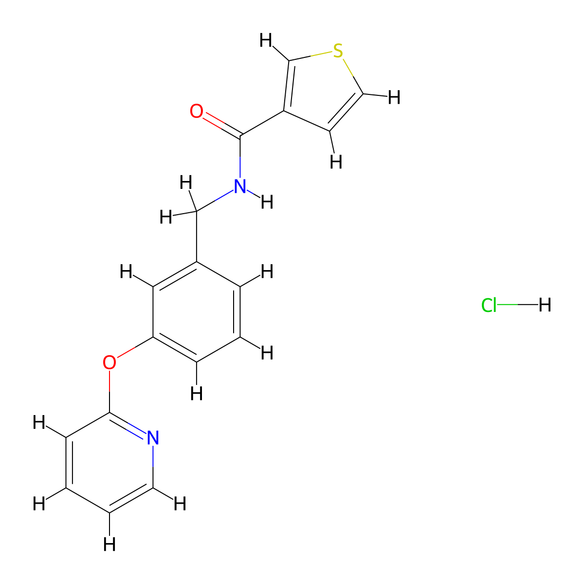 N-(3-(pyridin-2-yloxy)benzyl)thiophene-3-carboxamide hydrochloride molecular structure, CAS 2034468-73-8