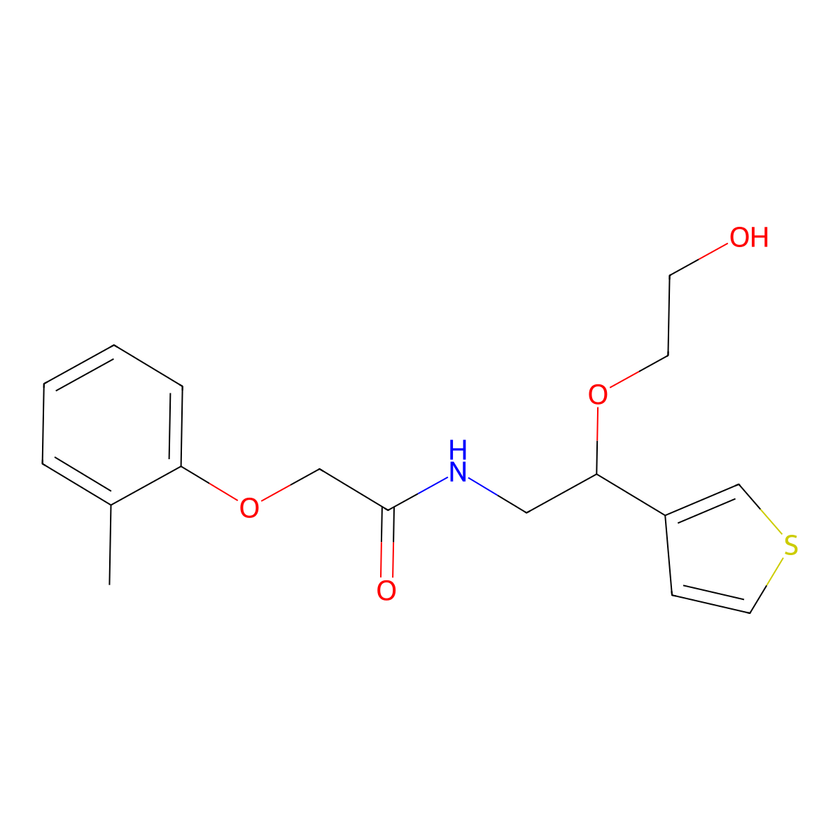 N-(2-(2-hydroxyethoxy)-2-(thiophen-3-yl)ethyl)-2-(o-tolyloxy)acetamide molecular structure, CAS 2034468-80-7