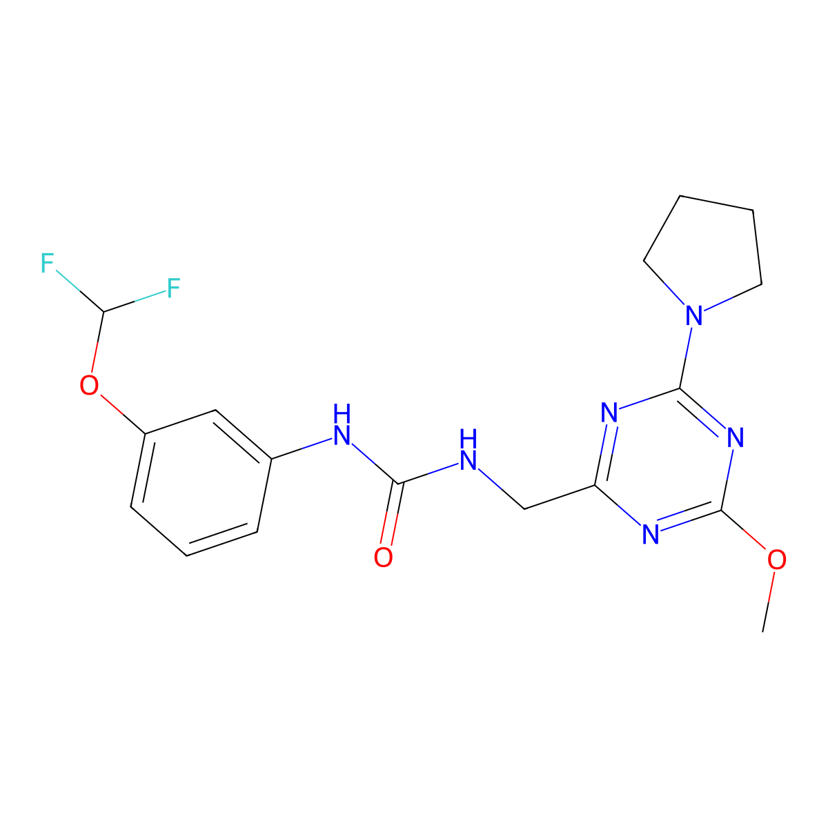 1-[3-(Difluoromethoxy)phenyl]-3-{[4-methoxy-6-(pyrrolidin-1-yl)-1,3,5-triazin-2-yl]methyl}urea molecular structure, CAS 2034468-81-8