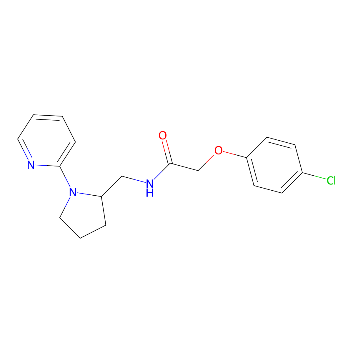 2-(4-chlorophenoxy)-N-((1-(pyridin-2-yl)pyrrolidin-2-yl)methyl)acetamide molecular structure, CAS 2034468-83-0