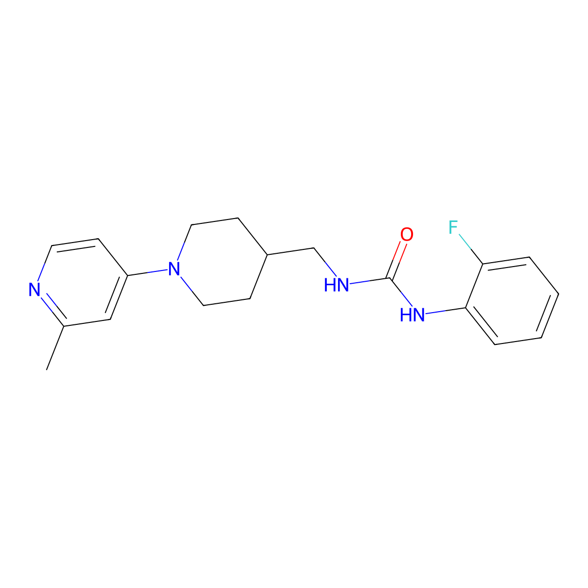 1-(2-Fluorophenyl)-3-((1-(2-methylpyridin-4-yl)piperidin-4-yl)methyl)urea molecular structure, CAS 2034468-88-5