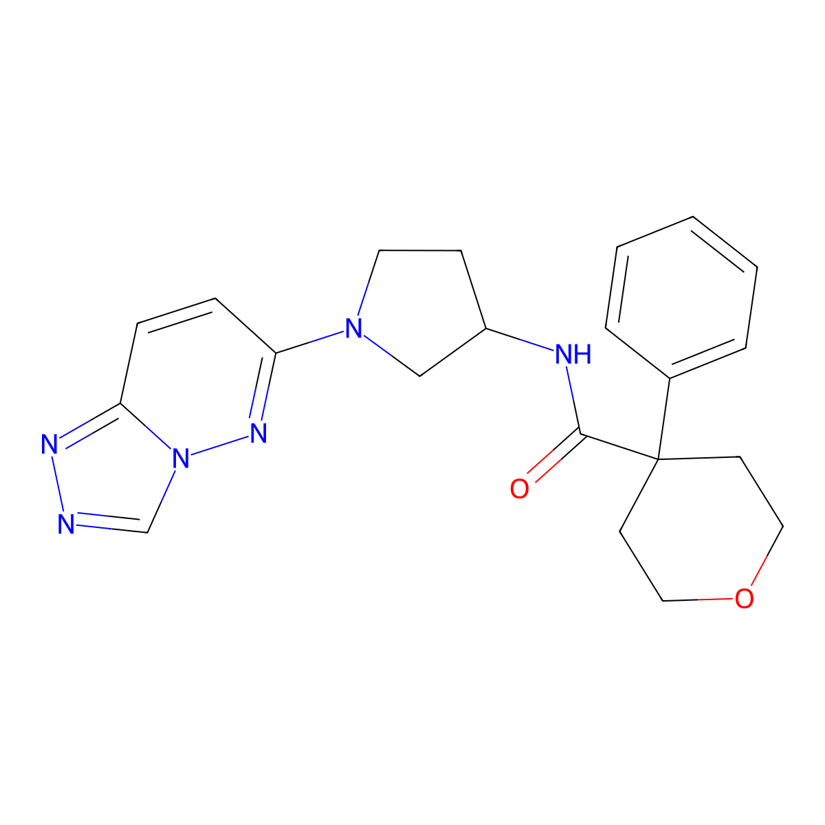 N-(1-([1,2,4]triazolo[4,3-b]pyridazin-6-yl)pyrrolidin-3-yl)-4-phenyltetrahydro-2H-pyran-4-carboxamide molecular structure, CAS 2034468-92-1