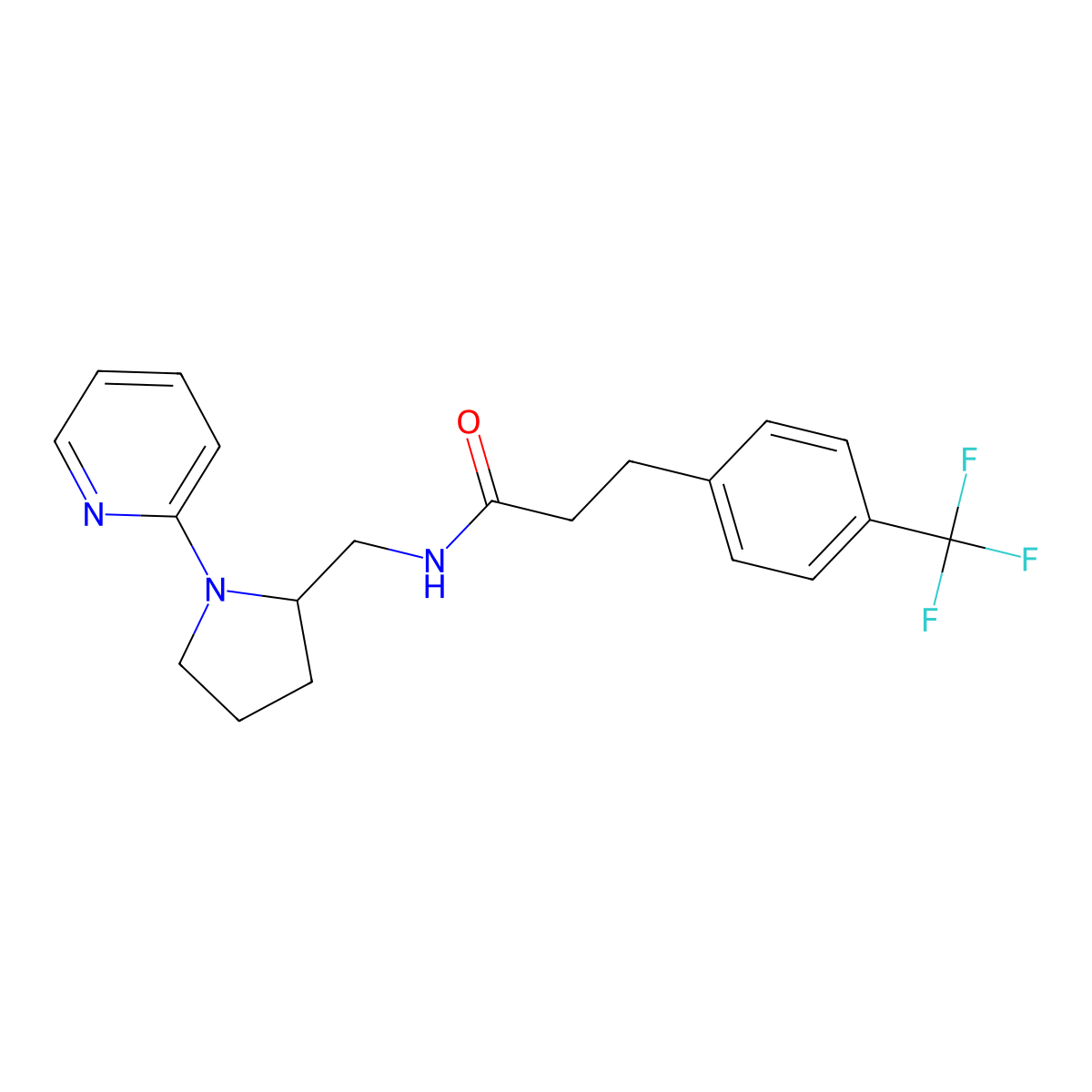 N-((1-(pyridin-2-yl)pyrrolidin-2-yl)methyl)-3-(4-(trifluoromethyl)phenyl)propanamide molecular structure, CAS 2034468-93-2