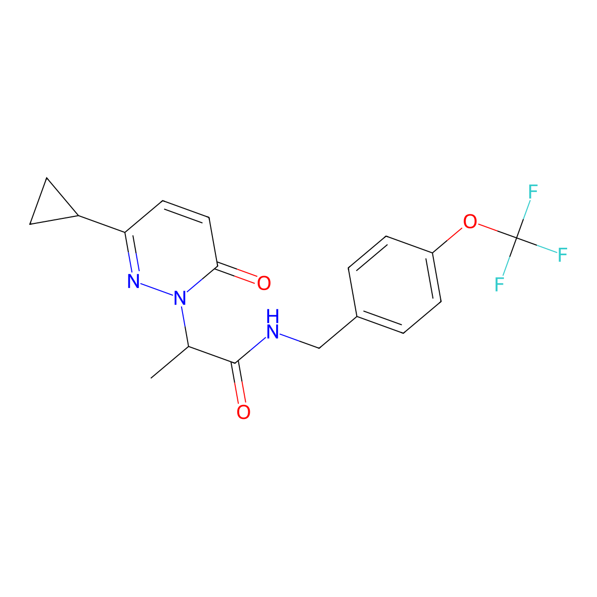 2-(3-cyclopropyl-6-oxopyridazin-1(6H)-yl)-N-(4-(trifluoromethoxy)benzyl)propanamide molecular structure, CAS 2034469-02-6