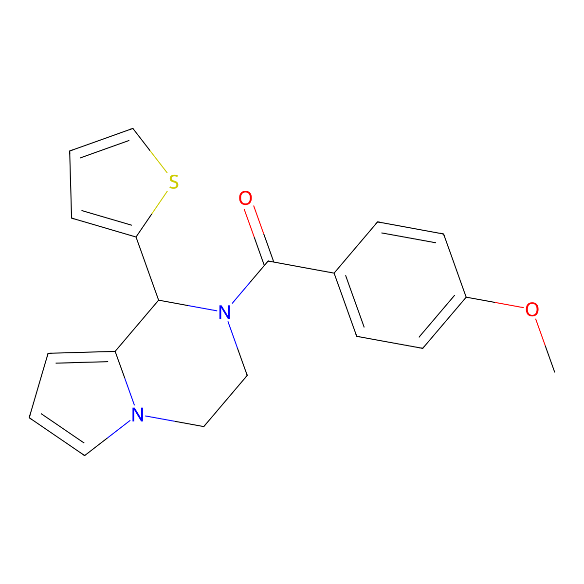 (4-methoxyphenyl)(1-(thiophen-2-yl)-3,4-dihydropyrrolo[1,2-a]pyrazin-2(1H)-yl)methanone molecular structure, CAS 2034469-09-3