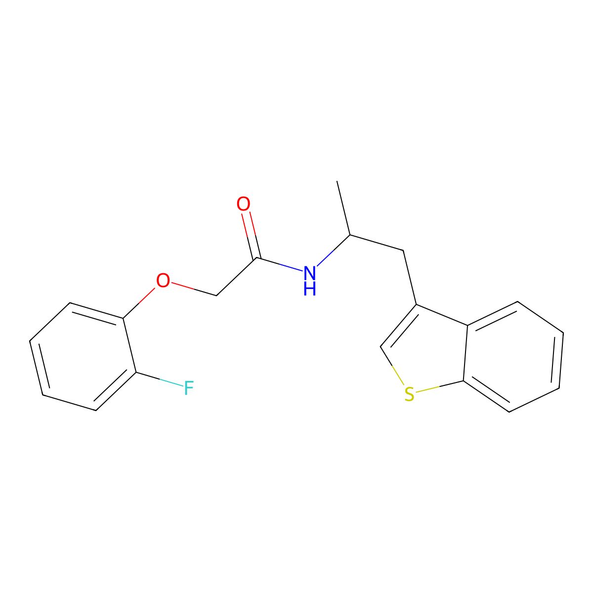 N-(1-(benzo[b]thiophen-3-yl)propan-2-yl)-2-(2-fluorophenoxy)acetamide molecular structure, CAS 2034469-23-1