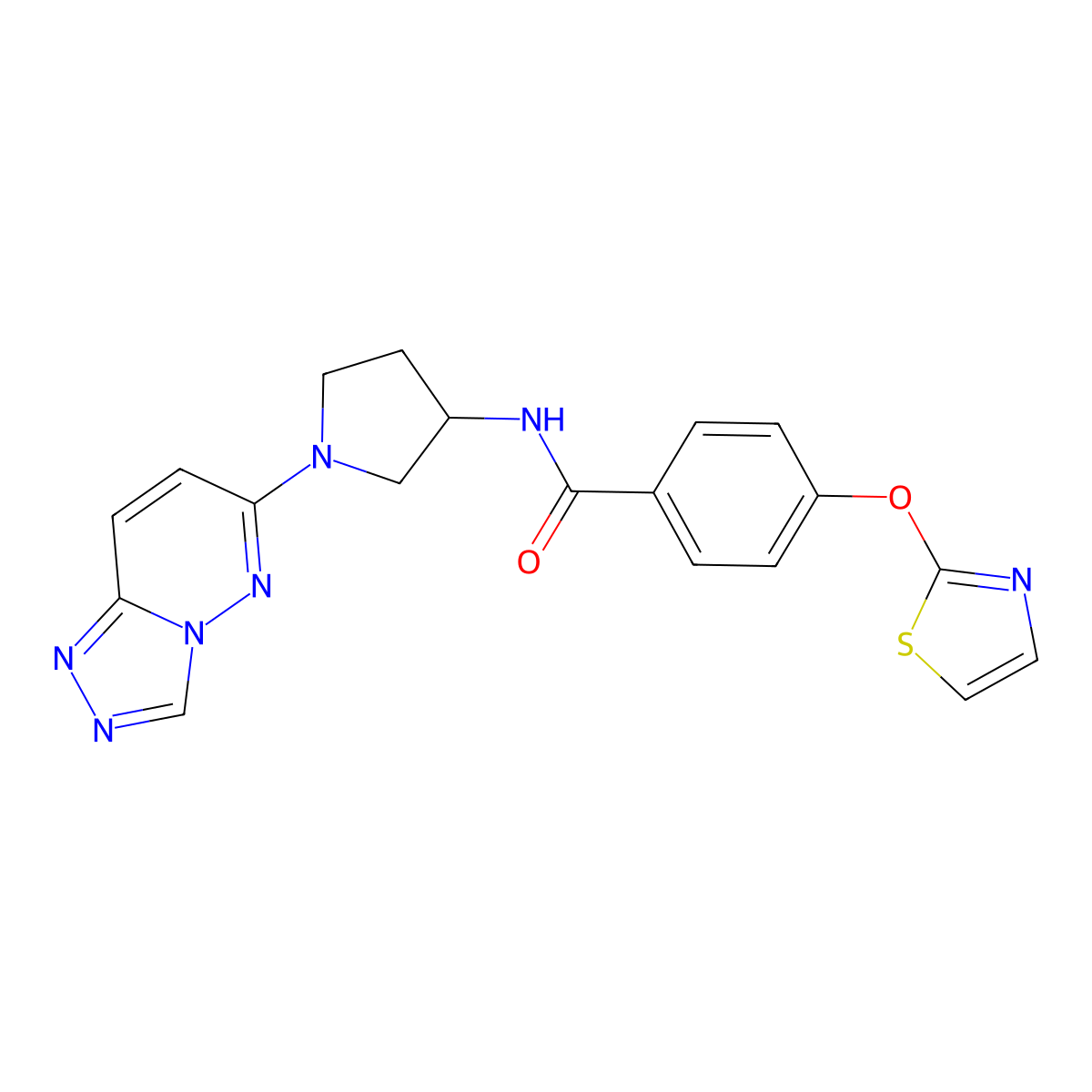 N-(1-([1,2,4]triazolo[4,3-b]pyridazin-6-yl)pyrrolidin-3-yl)-4-(thiazol-2-yloxy)benzamide molecular structure, CAS 2034469-33-3