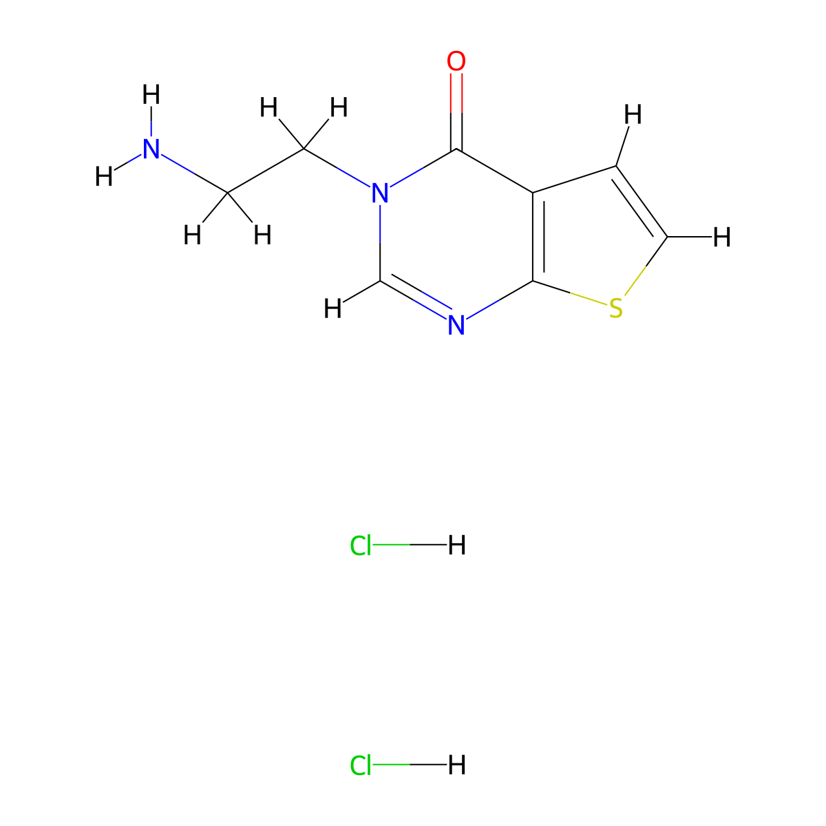 3-(2-aminoethyl)thieno[2,3-d]pyrimidin-4(3H)-one dihydrochloride molecular structure, CAS 2034469-39-9