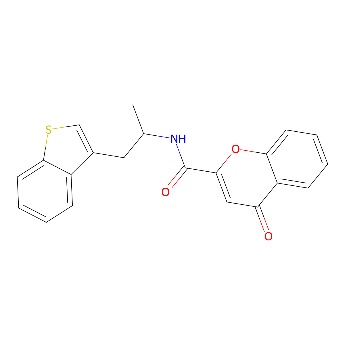 N-(1-(benzo[b]thiophen-3-yl)propan-2-yl)-4-oxo-4H-chromene-2-carboxamide molecular structure, CAS 2034469-42-4