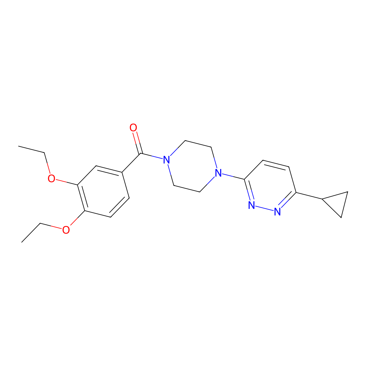 (4-(6-Cyclopropylpyridazin-3-yl)piperazin-1-yl)(3,4-diethoxyphenyl)methanone molecular structure, CAS 2034469-43-5