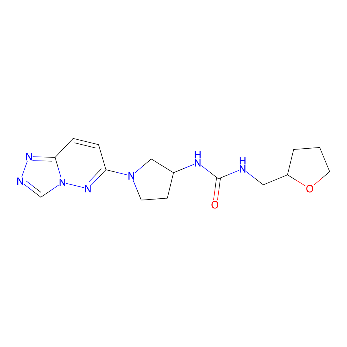 1-(1-([1,2,4]Triazolo[4,3-b]pyridazin-6-yl)pyrrolidin-3-yl)-3-((tetrahydrofuran-2-yl)methyl)urea molecular structure, CAS 2034469-44-6