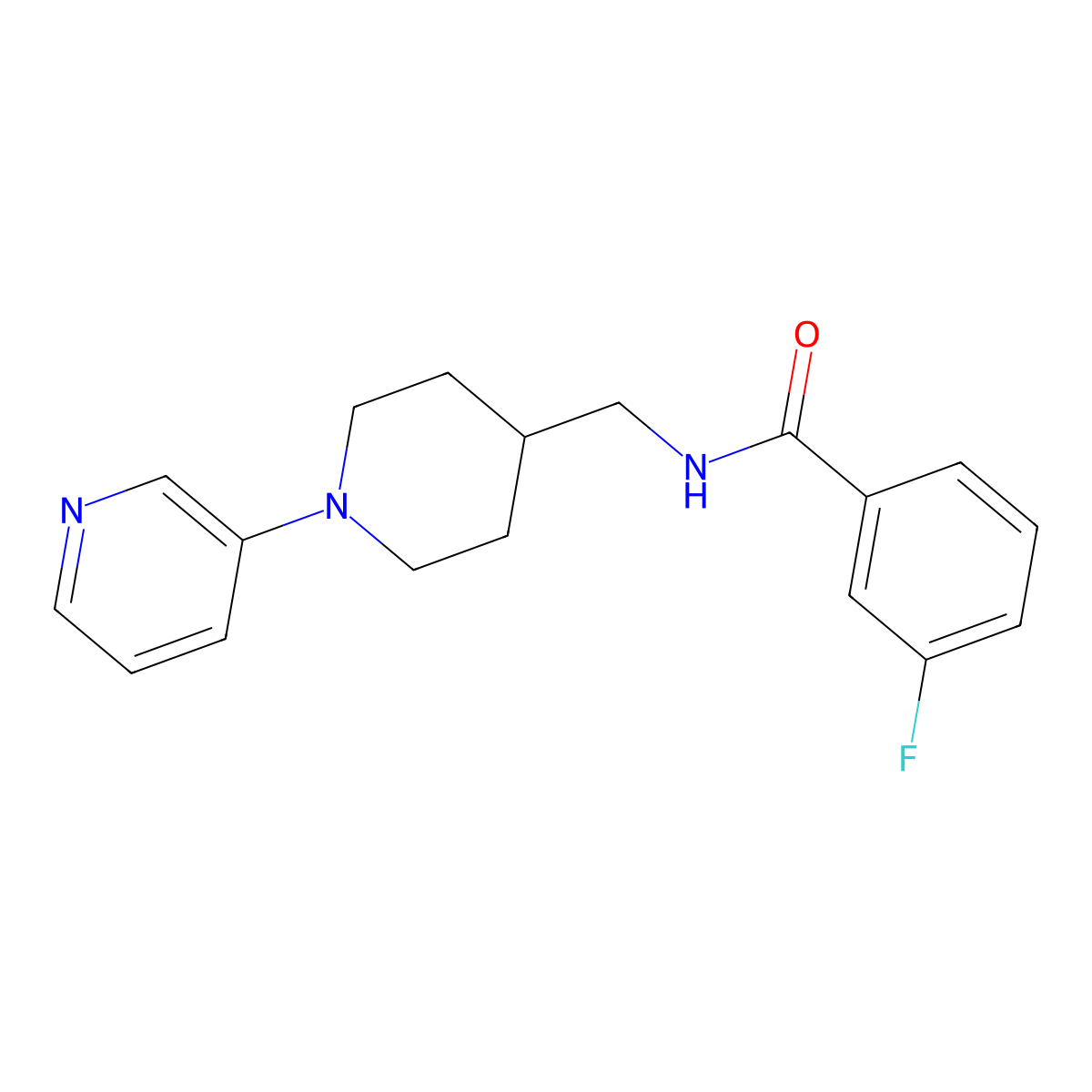 3-fluoro-N-((1-(pyridin-3-yl)piperidin-4-yl)methyl)benzamide molecular structure, CAS 2034469-62-8