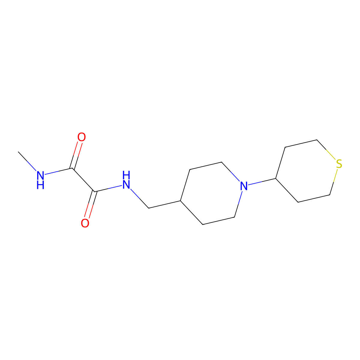 N1-methyl-N2-((1-(tetrahydro-2H-thiopyran-4-yl)piperidin-4-yl)methyl)oxalamide molecular structure, CAS 2034469-63-9