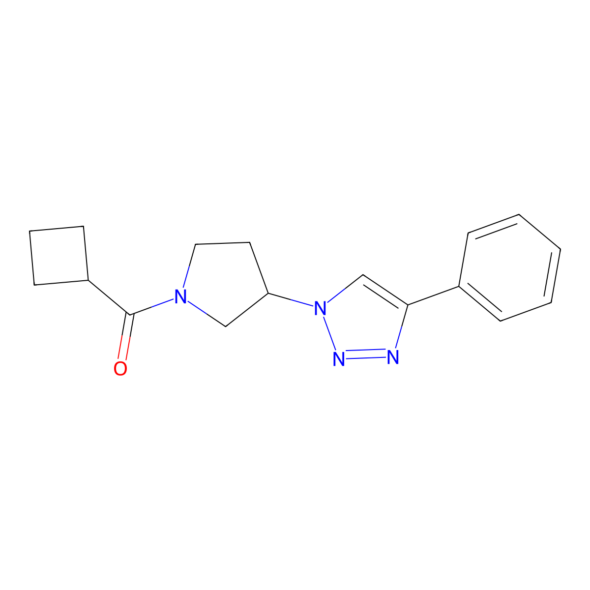 cyclobutyl(3-(4-phenyl-1H-1,2,3-triazol-1-yl)pyrrolidin-1-yl)methanone molecular structure, CAS 2034469-66-2