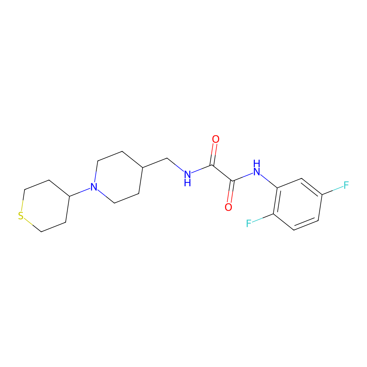 N1-(2,5-difluorophenyl)-N2-((1-(tetrahydro-2H-thiopyran-4-yl)piperidin-4-yl)methyl)oxalamide molecular structure, CAS 2034469-68-4
