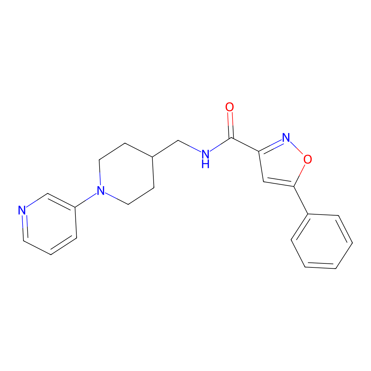 5-phenyl-N-((1-(pyridin-3-yl)piperidin-4-yl)methyl)isoxazole-3-carboxamide molecular structure, CAS 2034469-70-8
