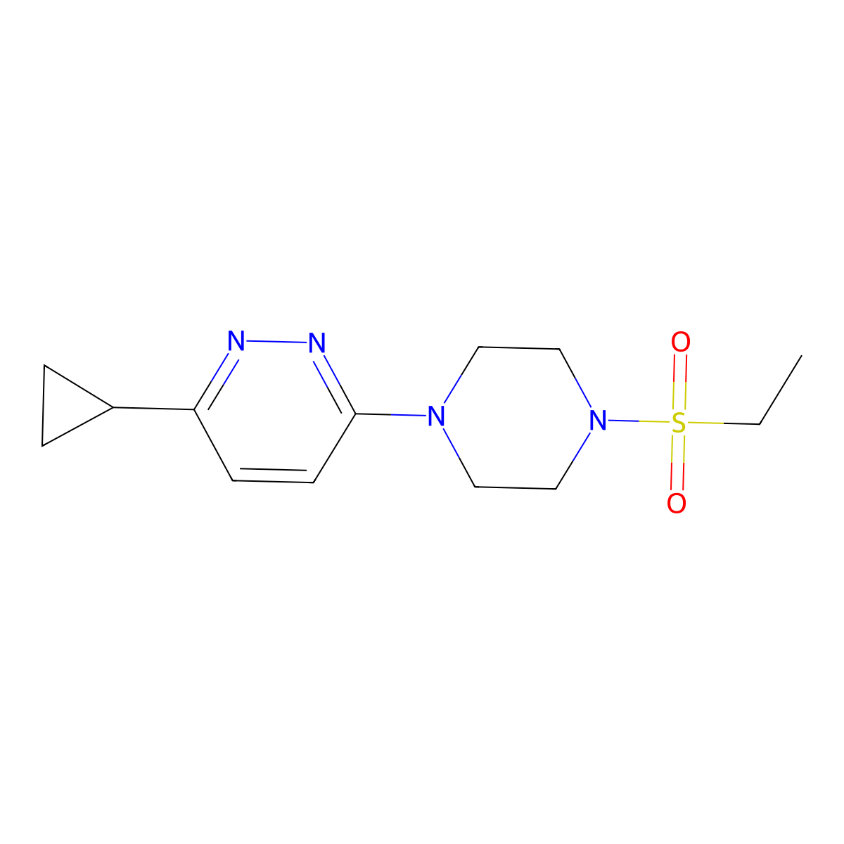 3-Cyclopropyl-6-(4-(ethylsulfonyl)piperazin-1-yl)pyridazine molecular structure, CAS 2034469-72-0