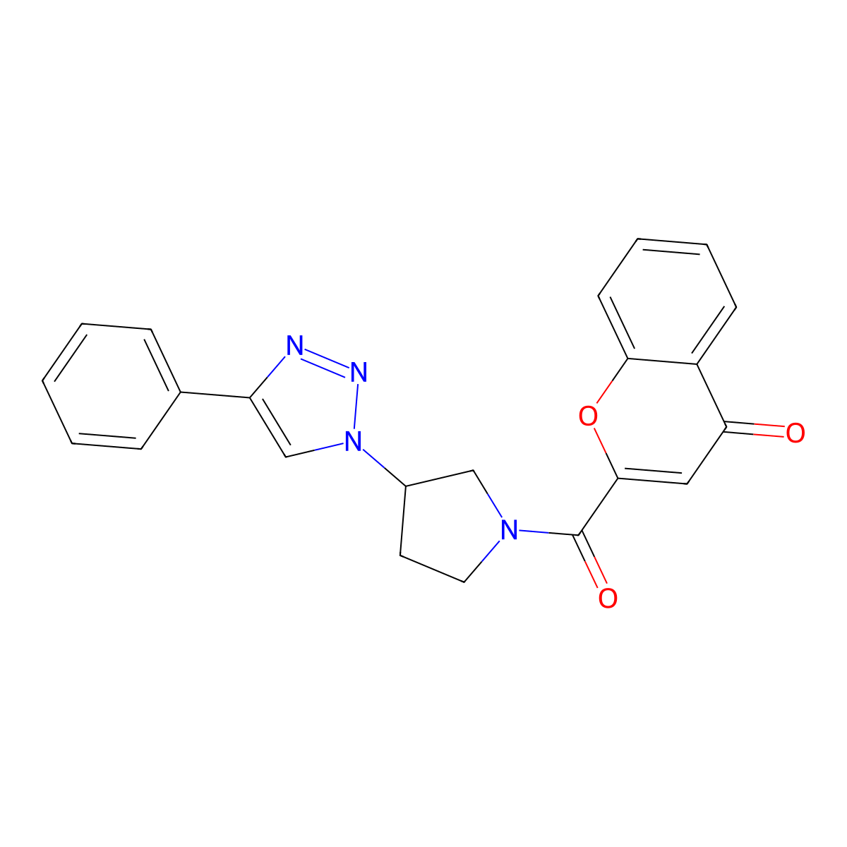 2-(3-(4-phenyl-1H-1,2,3-triazol-1-yl)pyrrolidine-1-carbonyl)-4H-chromen-4-one molecular structure, CAS 2034469-74-2