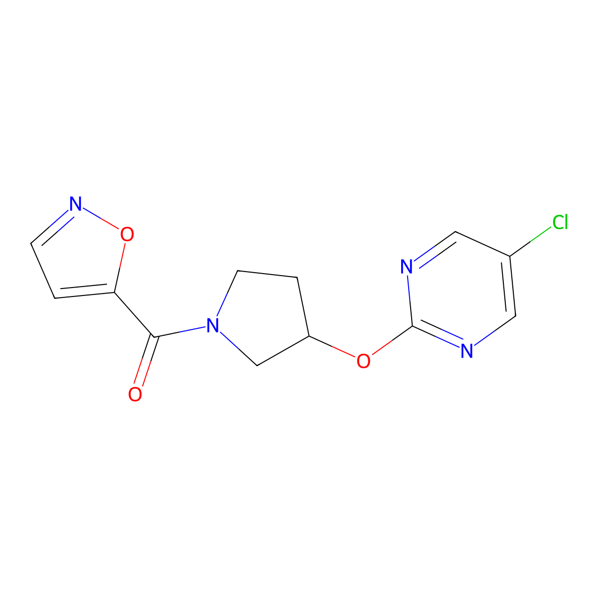 (3-((5-Chloropyrimidin-2-yl)oxy)pyrrolidin-1-yl)(isoxazol-5-yl)methanone molecular structure, CAS 2034469-81-1