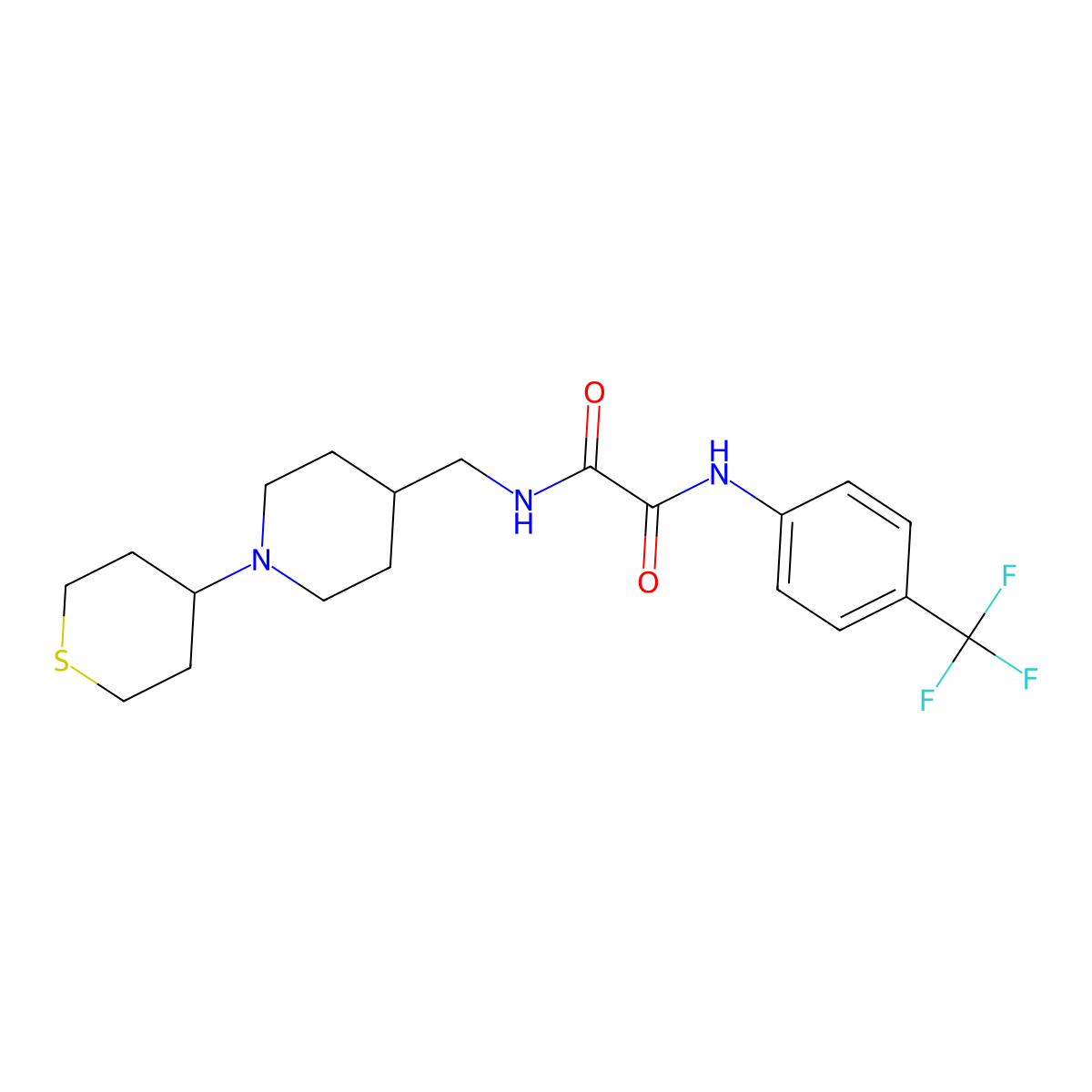 N1-((1-(tetrahydro-2H-thiopyran-4-yl)piperidin-4-yl)methyl)-N2-(4-(trifluoromethyl)phenyl)oxalamide molecular structure, CAS 2034469-82-2