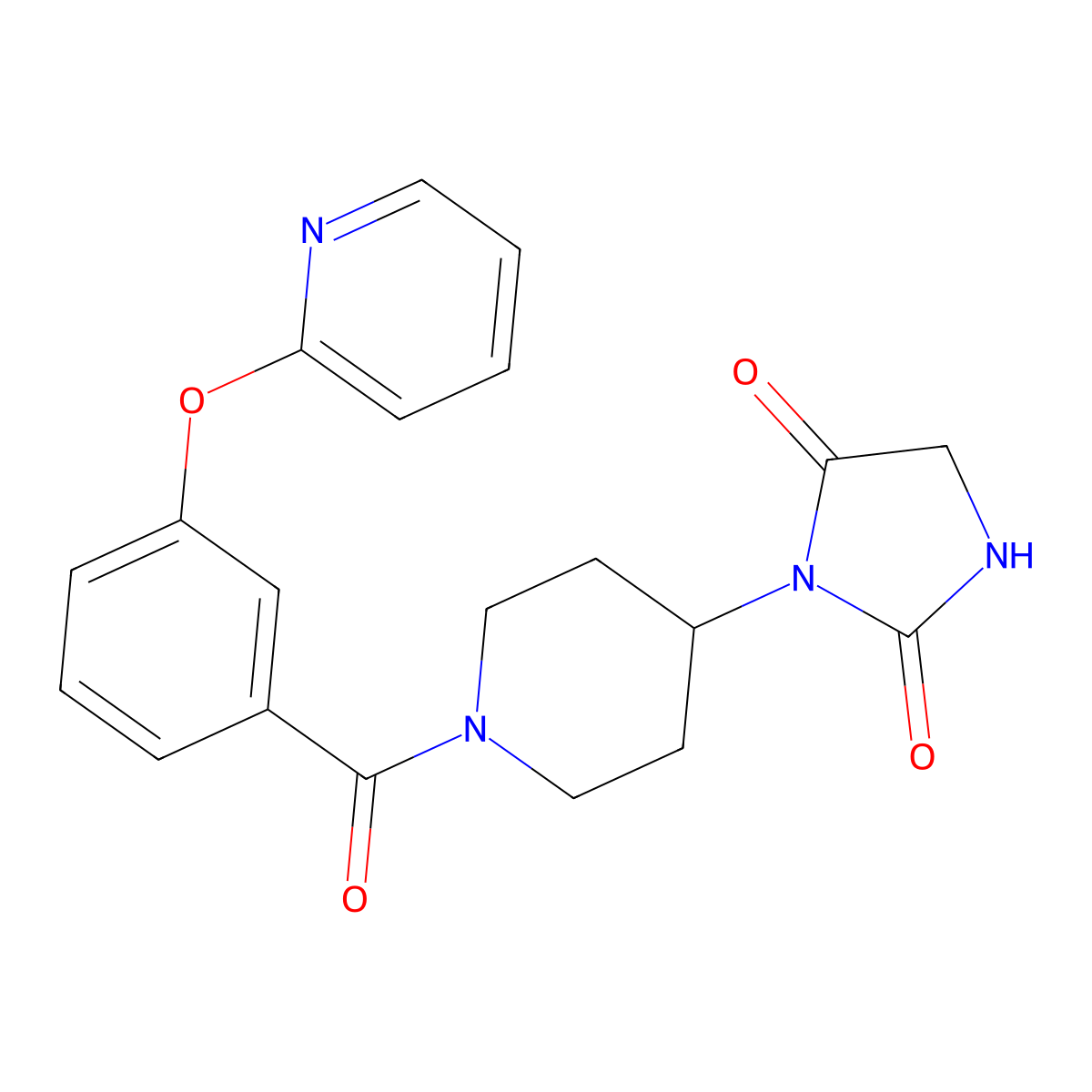3-{1-[3-(Pyridin-2-yloxy)benzoyl]piperidin-4-yl}imidazolidine-2,4-dione molecular structure, CAS 2034469-83-3