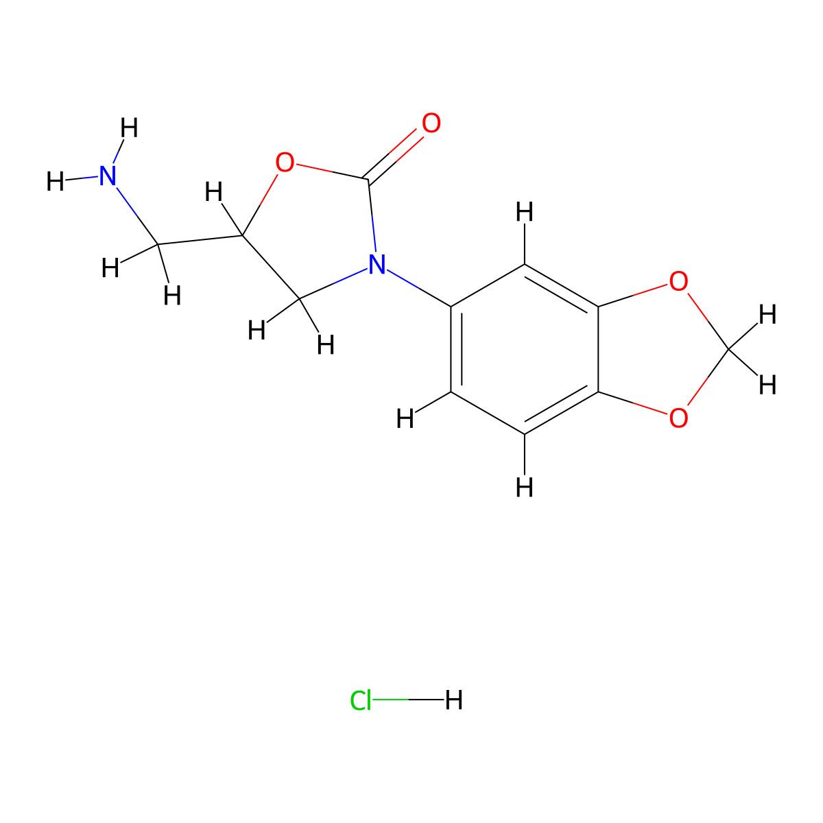 5-(Aminomethyl)-3-(benzo[d][1,3]dioxol-5-yl)oxazolidin-2-one hydrochloride molecular structure, CAS 2034469-89-9
