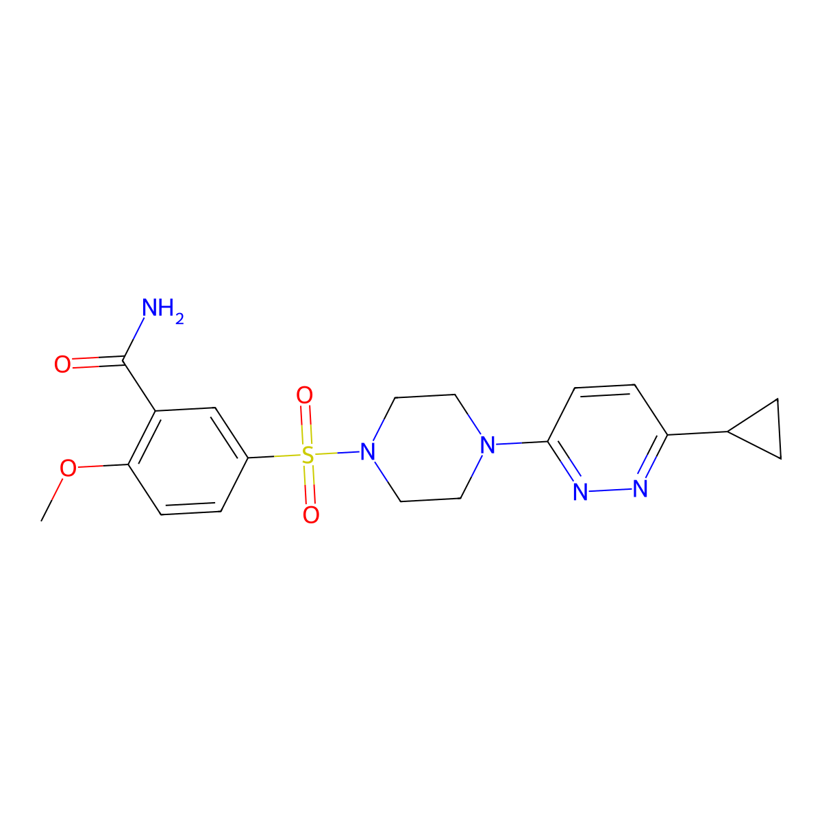 5-{[4-(6-Cyclopropylpyridazin-3-yl)piperazin-1-yl]sulfonyl}-2-methoxybenzamide molecular structure, CAS 2034469-96-8