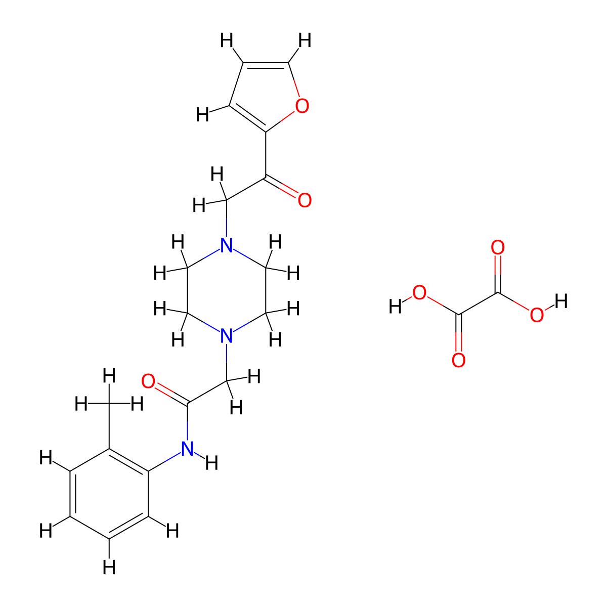 2-(4-(2-(furan-2-yl)-2-oxoethyl)piperazin-1-yl)-N-(o-tolyl)acetamide oxalate molecular structure, CAS 2034470-00-1
