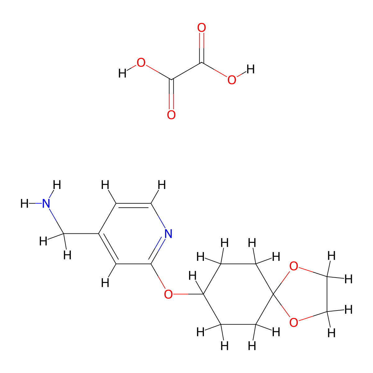 (2-(1,4-Dioxaspiro[4.5]decan-8-yloxy)pyridin-4-yl)methanamine oxalate molecular structure, CAS 2034470-08-9