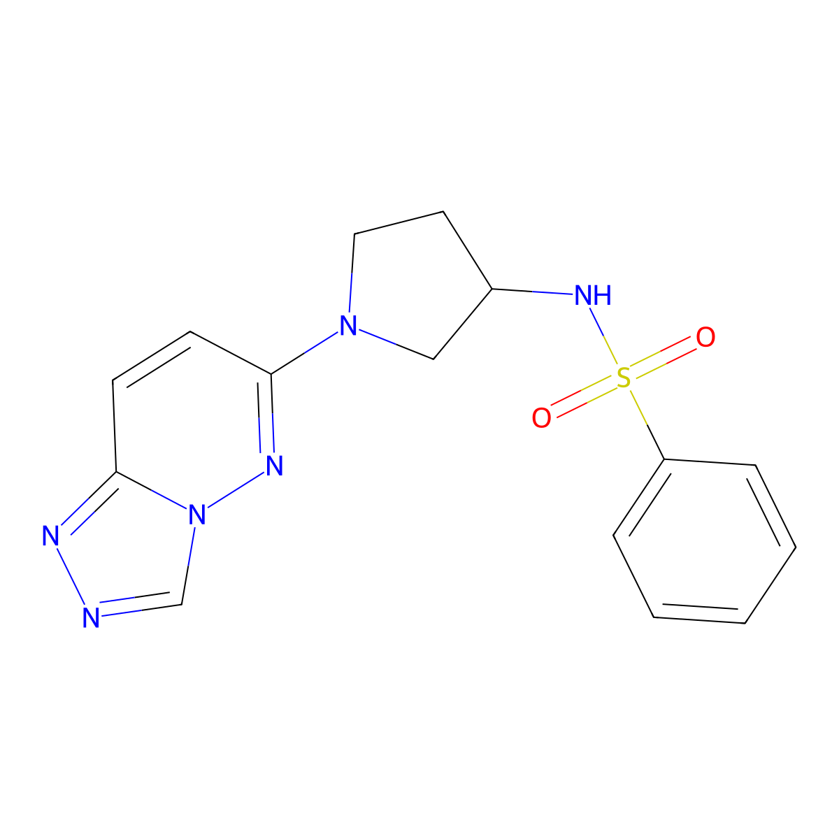 N-(1-{[1,2,4]triazolo[4,3-b]pyridazin-6-yl}pyrrolidin-3-yl)benzenesulfonamide molecular structure, CAS 2034470-12-5