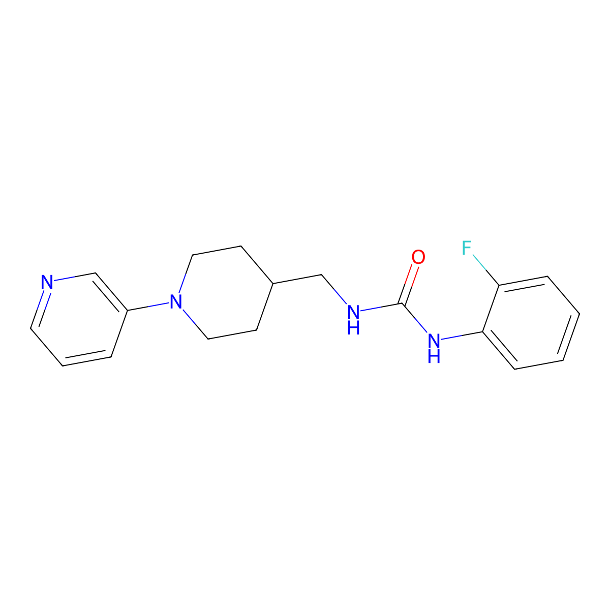 1-(2-Fluorophenyl)-3-((1-(pyridin-3-yl)piperidin-4-yl)methyl)urea molecular structure, CAS 2034470-24-9