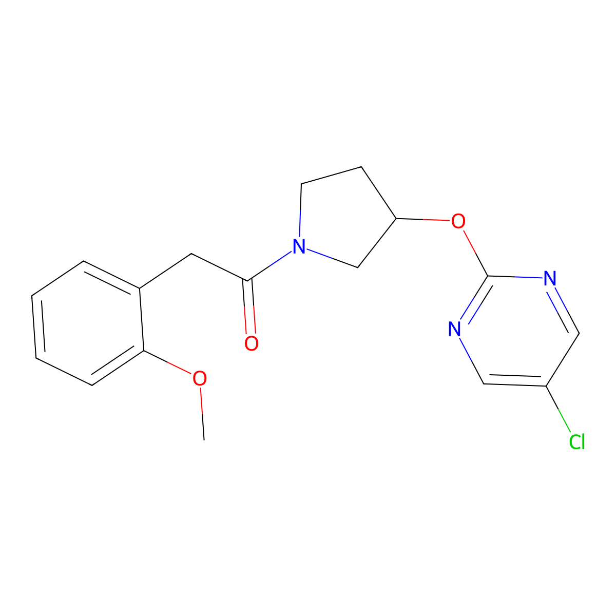 1-(3-((5-Chloropyrimidin-2-yl)oxy)pyrrolidin-1-yl)-2-(2-methoxyphenyl)ethanone molecular structure, CAS 2034470-28-3