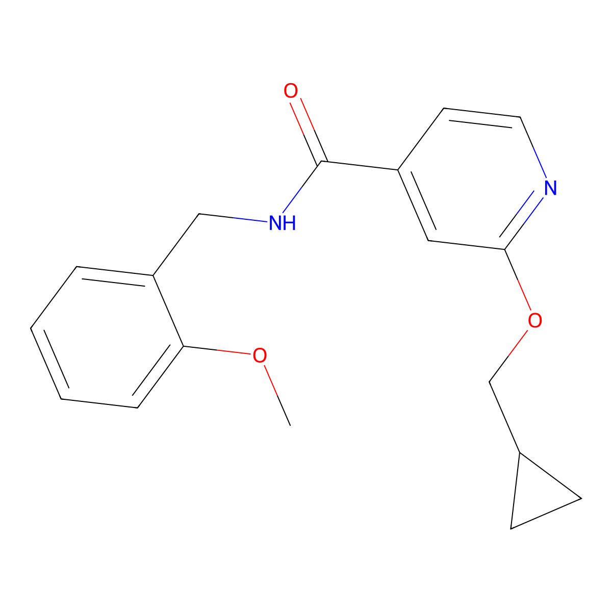 2-(cyclopropylmethoxy)-N-(2-methoxybenzyl)isonicotinamide molecular structure, CAS 2034470-31-8