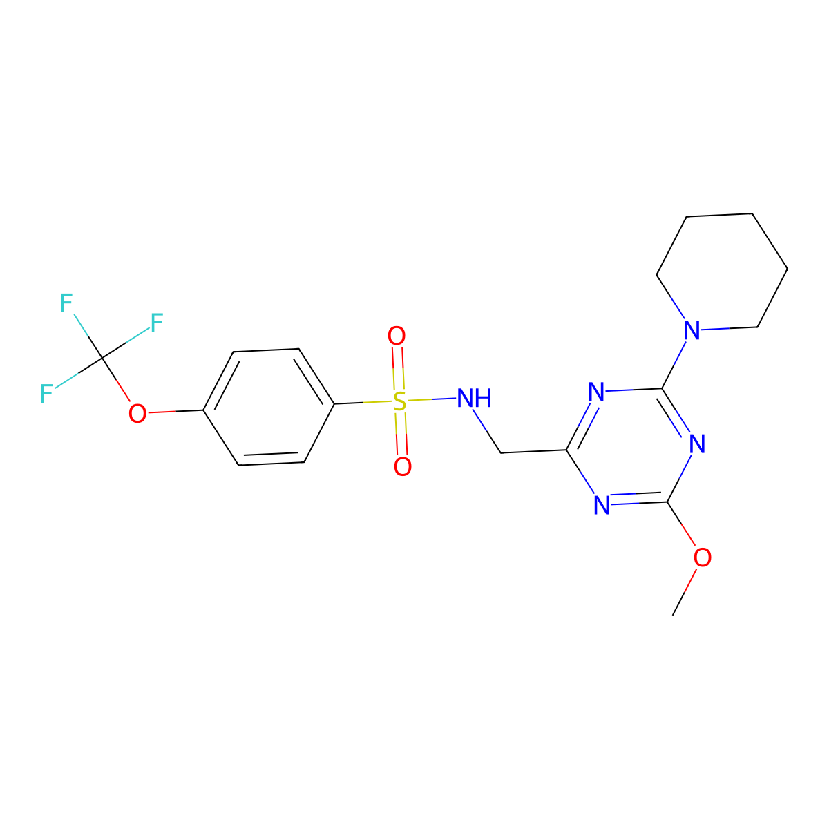 N-((4-methoxy-6-(piperidin-1-yl)-1,3,5-triazin-2-yl)methyl)-4-(trifluoromethoxy)benzenesulfonamide molecular structure, CAS 2034470-35-2