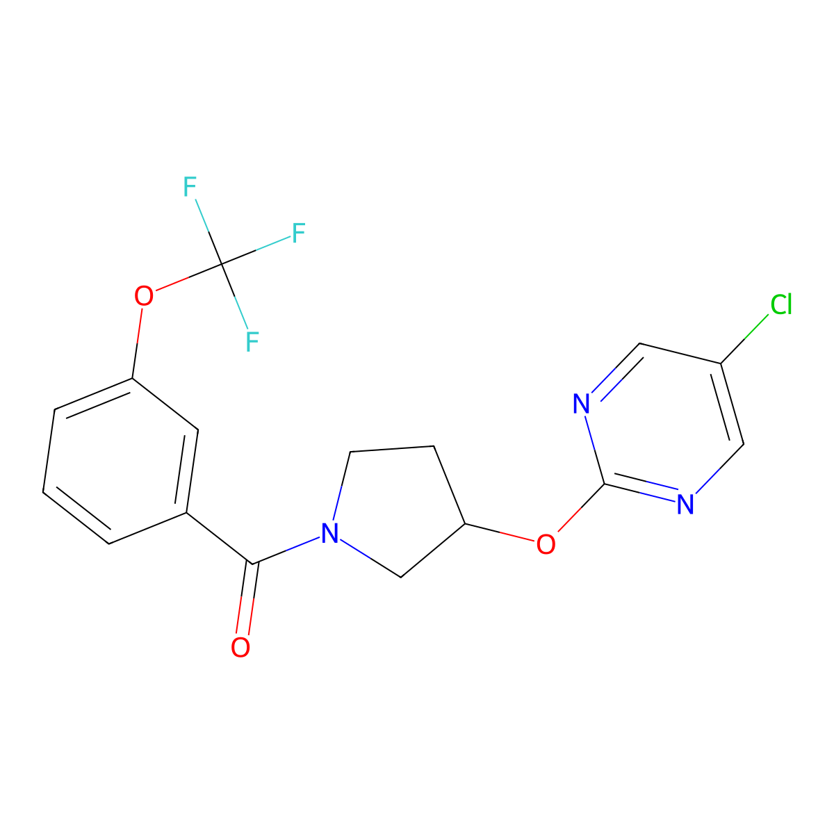 (3-((5-Chloropyrimidin-2-yl)oxy)pyrrolidin-1-yl)(3-(trifluoromethoxy)phenyl)methanone molecular structure, CAS 2034470-36-3