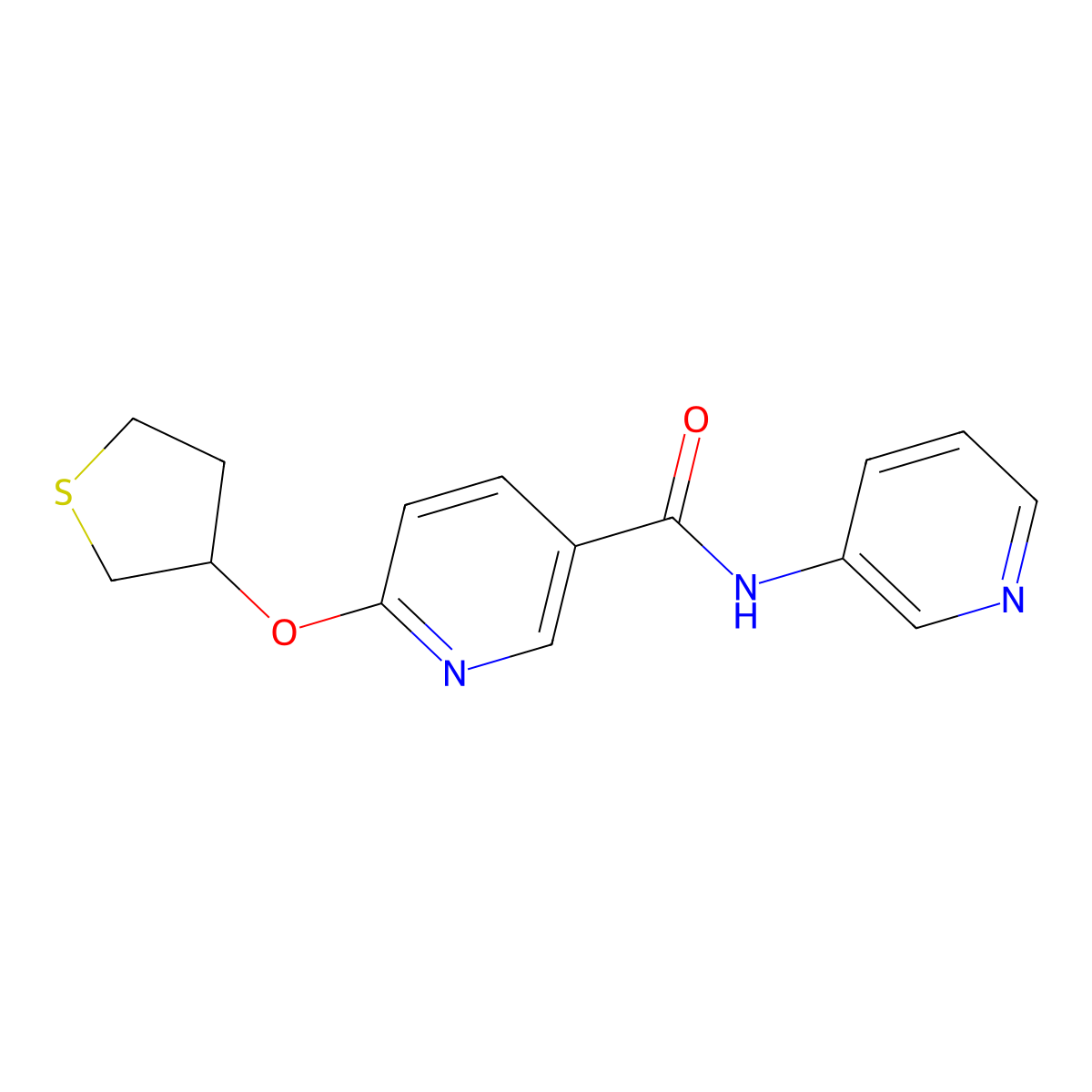 N-(pyridin-3-yl)-6-((tetrahydrothiophen-3-yl)oxy)nicotinamide molecular structure, CAS 2034470-42-1