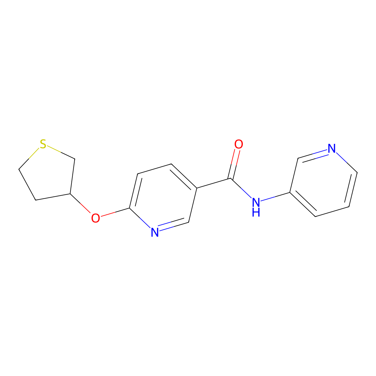 N-(pyridin-3-yl)-6-((tetrahydrothiophen-3-yl)oxy)nicotinamide molecular structure, CAS 2034470-42-1