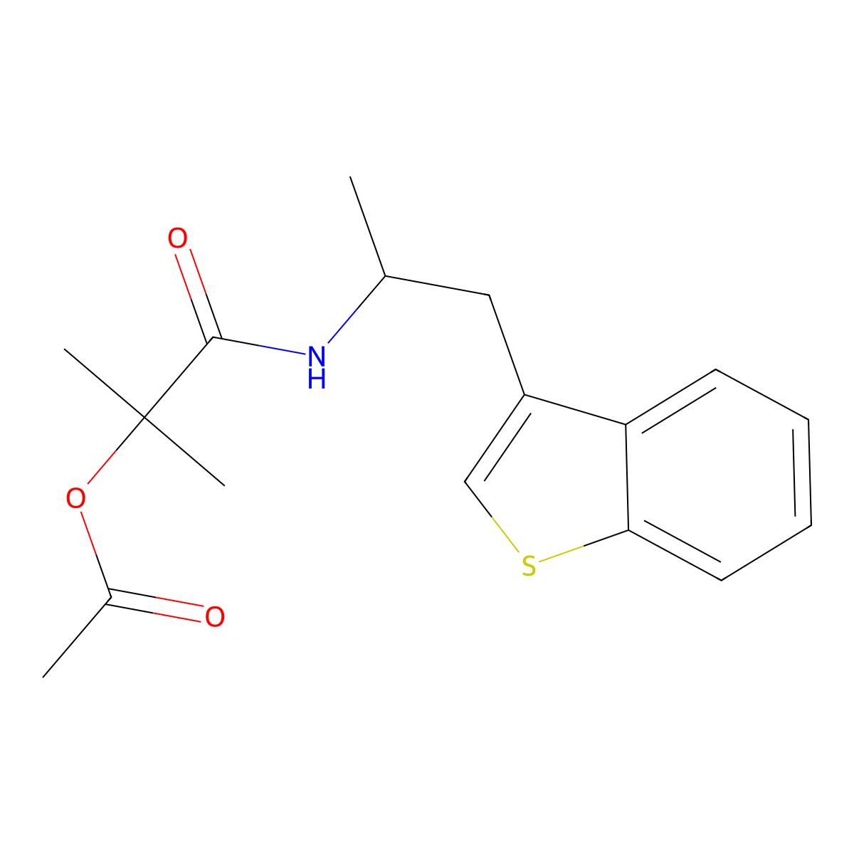1-((1-(Benzo[b]thiophen-3-yl)propan-2-yl)amino)-2-methyl-1-oxopropan-2-yl acetate molecular structure, CAS 2034470-44-3