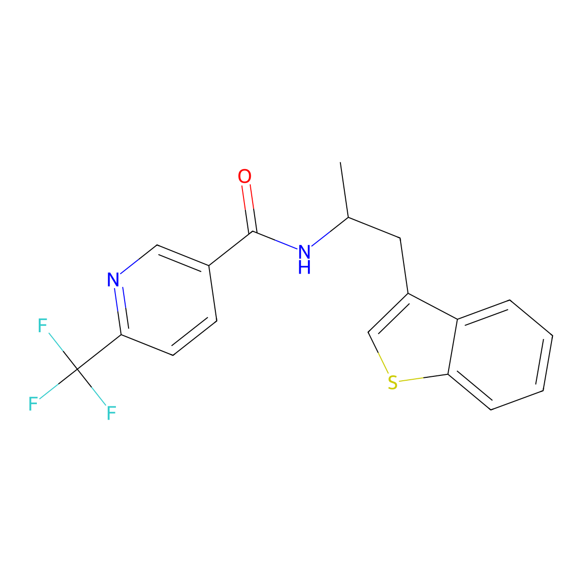 N-(1-(benzo[b]thiophen-3-yl)propan-2-yl)-6-(trifluoromethyl)nicotinamide molecular structure, CAS 2034470-47-6