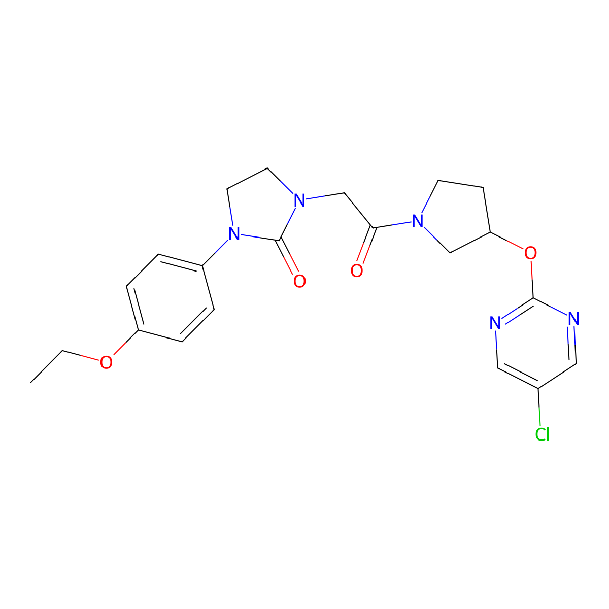 1-(2-{3-[(5-Chloropyrimidin-2-yl)oxy]pyrrolidin-1-yl}-2-oxoethyl)-3-(4-ethoxyphenyl)imidazolidin-2-one molecular structure, CAS 2034470-48-7