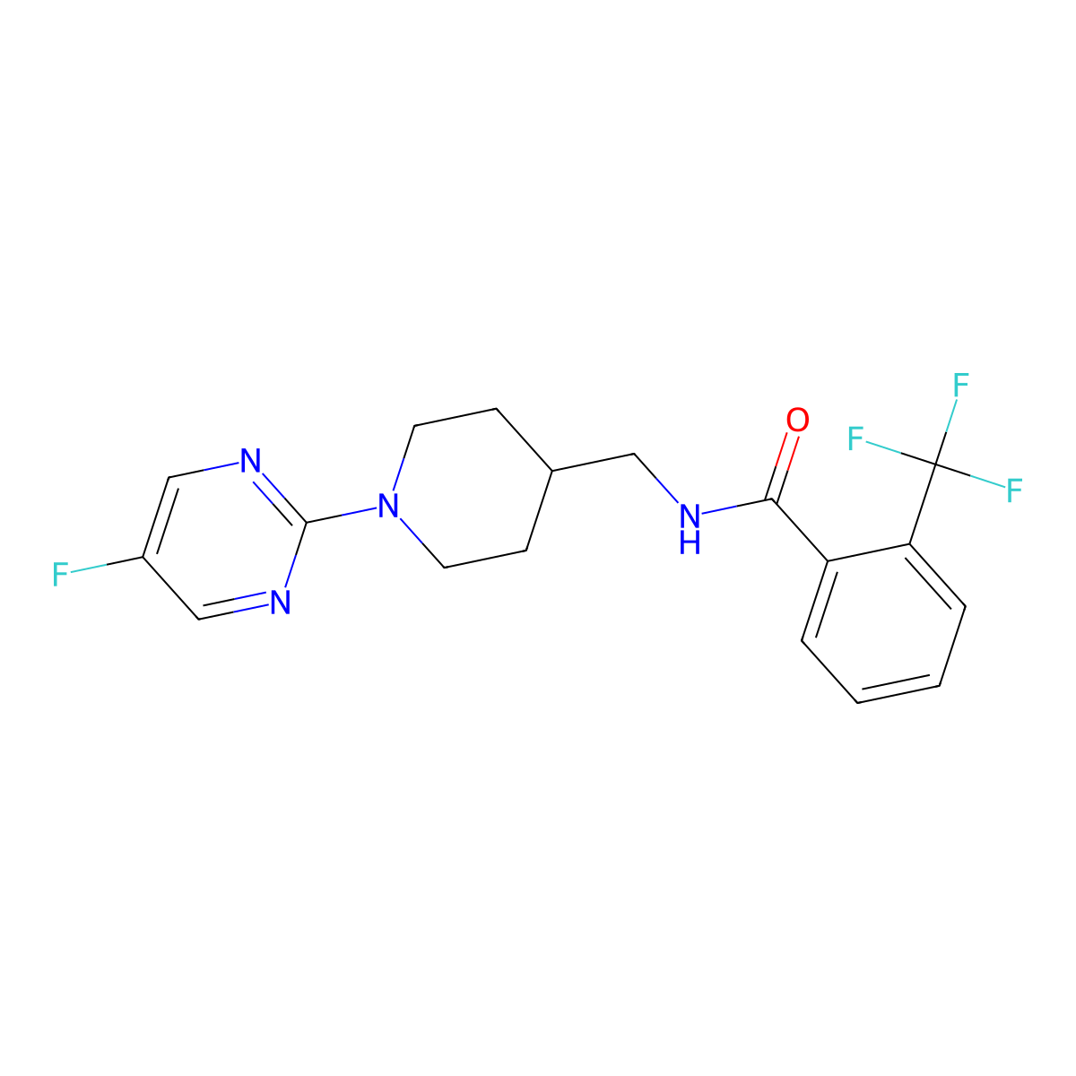 N-((1-(5-fluoropyrimidin-2-yl)piperidin-4-yl)methyl)-2-(trifluoromethyl)benzamide molecular structure, CAS 2034470-54-5