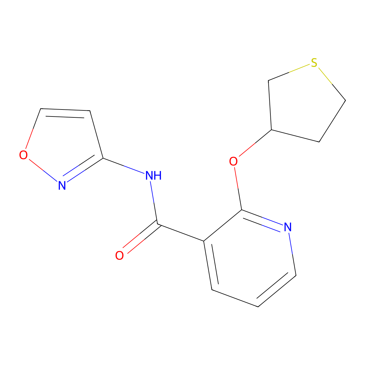 N-(isoxazol-3-yl)-2-((tetrahydrothiophen-3-yl)oxy)nicotinamide molecular structure, CAS 2034470-59-0