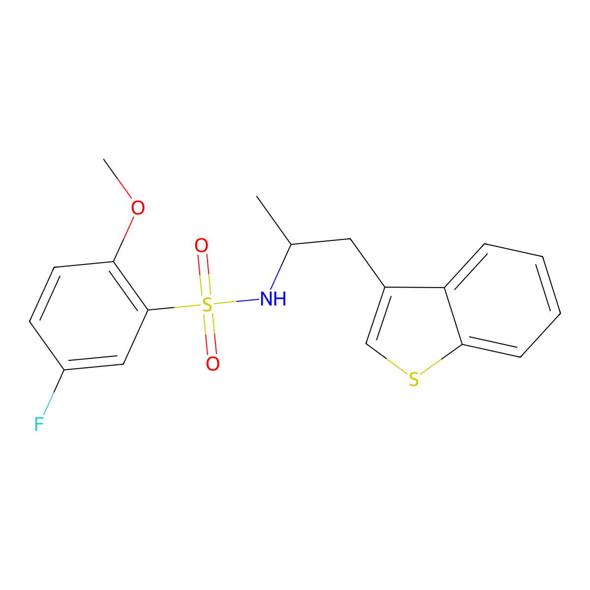 N-(1-(benzo[b]thiophen-3-yl)propan-2-yl)-5-fluoro-2-methoxybenzenesulfonamide molecular structure, CAS 2034470-76-1