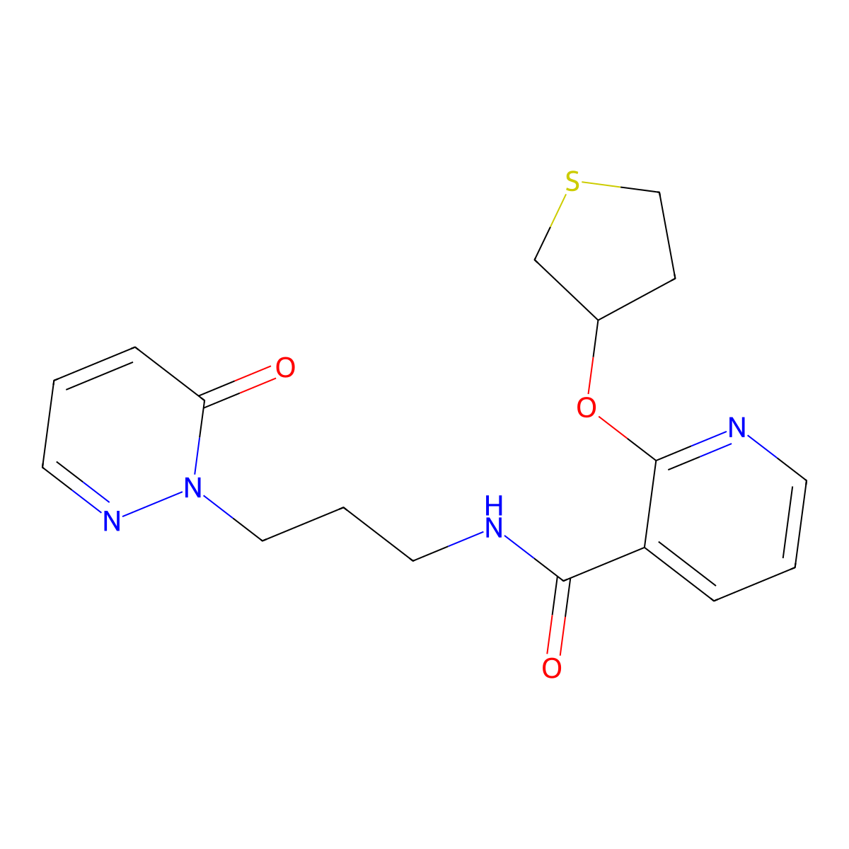 N-(3-(6-oxopyridazin-1(6H)-yl)propyl)-2-((tetrahydrothiophen-3-yl)oxy)nicotinamide molecular structure, CAS 2034470-78-3